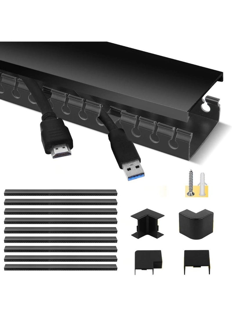 STAGEEK Cable Ducting Cable Tidy PVC Self-Adhesive Cable Management Panel, Cable Organizer, 9 x 39 cm, Length 3.5 m, Black - Image 1